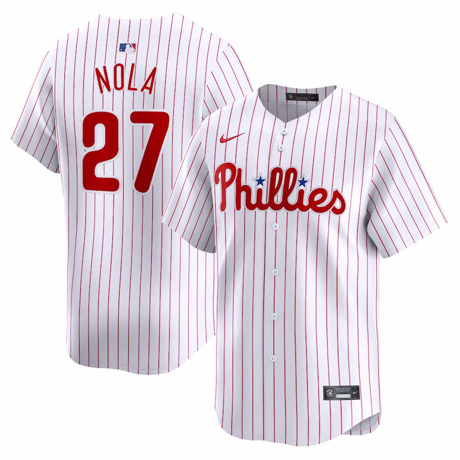 Men's Philadelphia Phillies Aaron Nola Nike White Home Limited Player Jersey - Puhuasuan