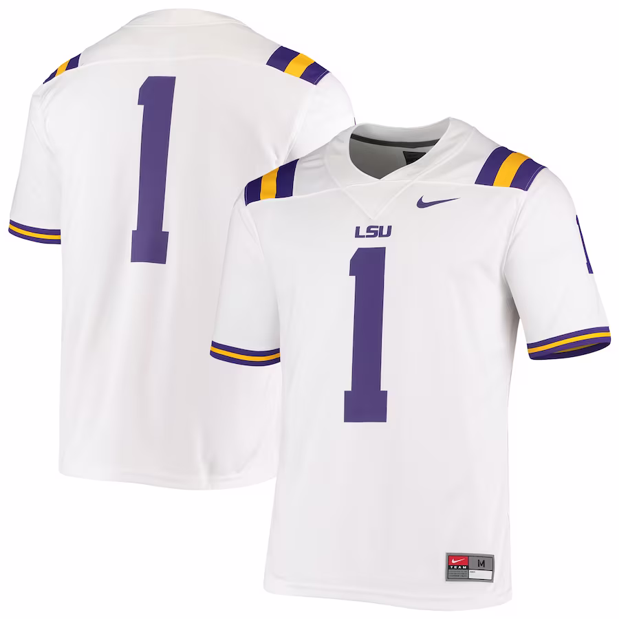 #1 LSU Tigers Nike Game Jersey - White - Puhuasuan