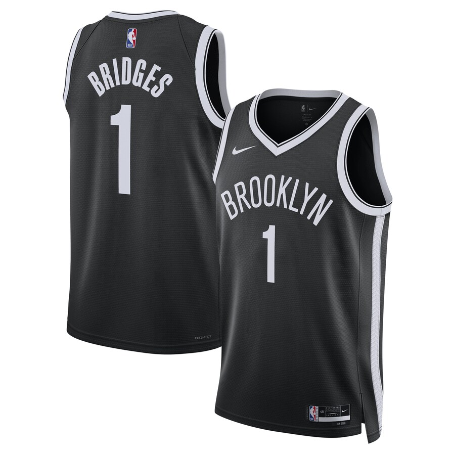 Unisex Brooklyn Nets Mikal Bridges Nike Black Swingman Jersey - Icon Edition - Puhuasuan