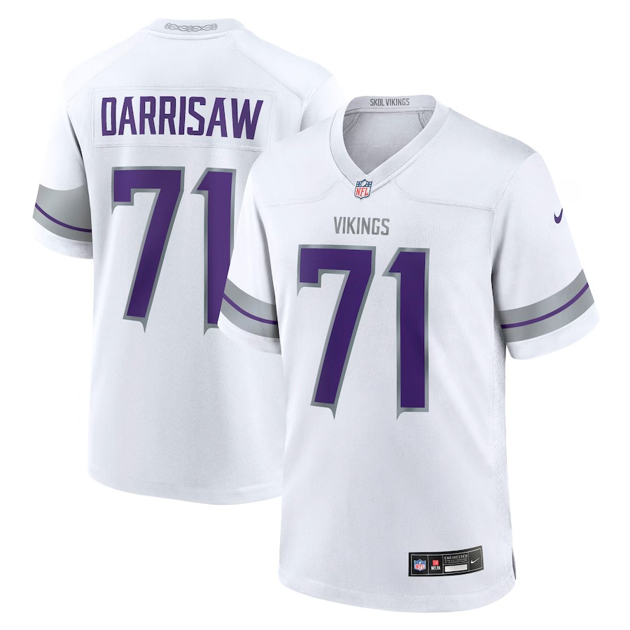 Men's Minnesota Vikings Christian Darrisaw Nike White Alternate Game Jersey - Puhuasuan