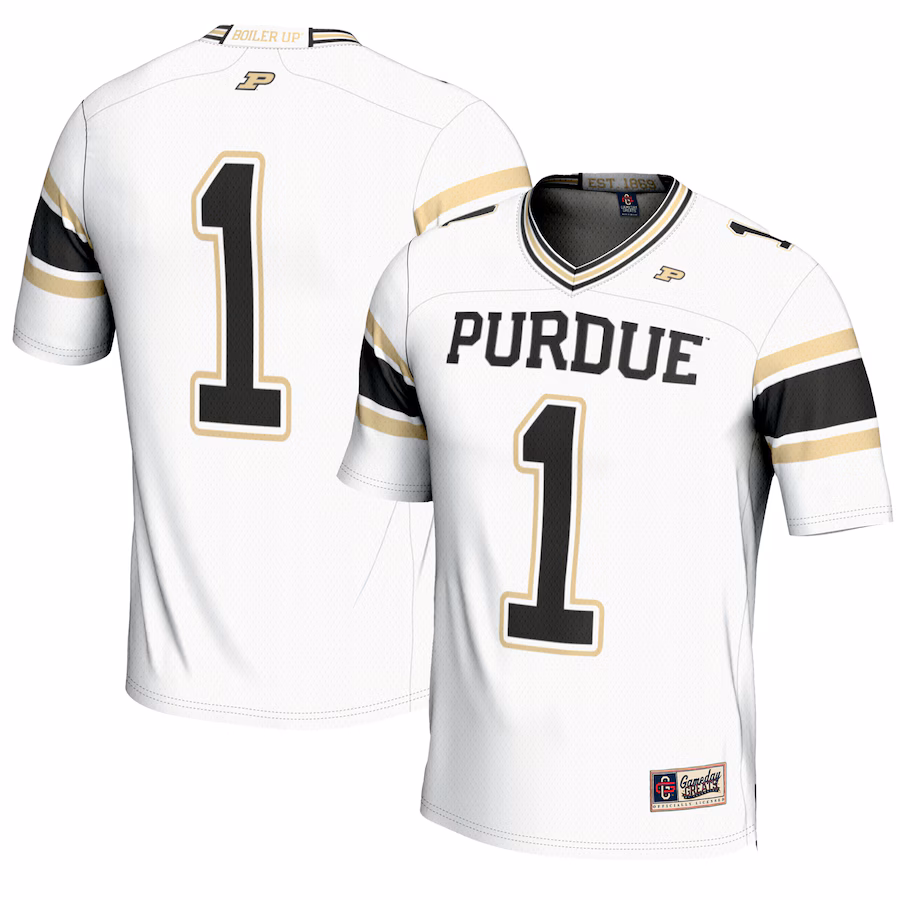 Youth GameDay Greats #1 White Purdue Boilermakers Endzone Football Jersey - Puhuasuan