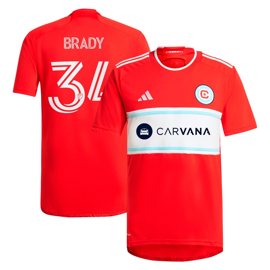 Men's Chicago Fire Chris Brady adidas Red 2024 Return To Red Replica Player Jersey - Puhuasuan