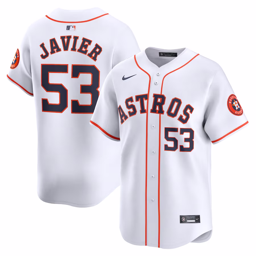 Men's Houston Astros Cristian Javier Nike White Home Limited Player Jersey - Puhuasuan