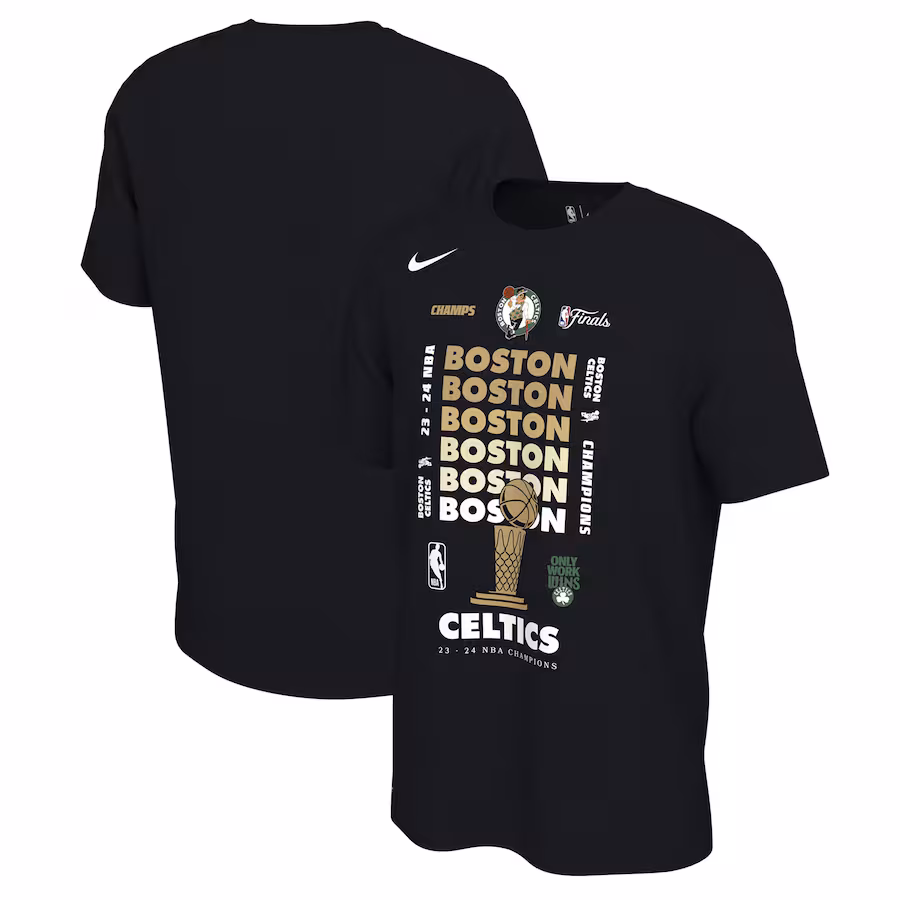 Men's Boston Celtics Nike Black 2024 NBA Finals Champions Celebration Expressive T-Shirt - Puhuasuan