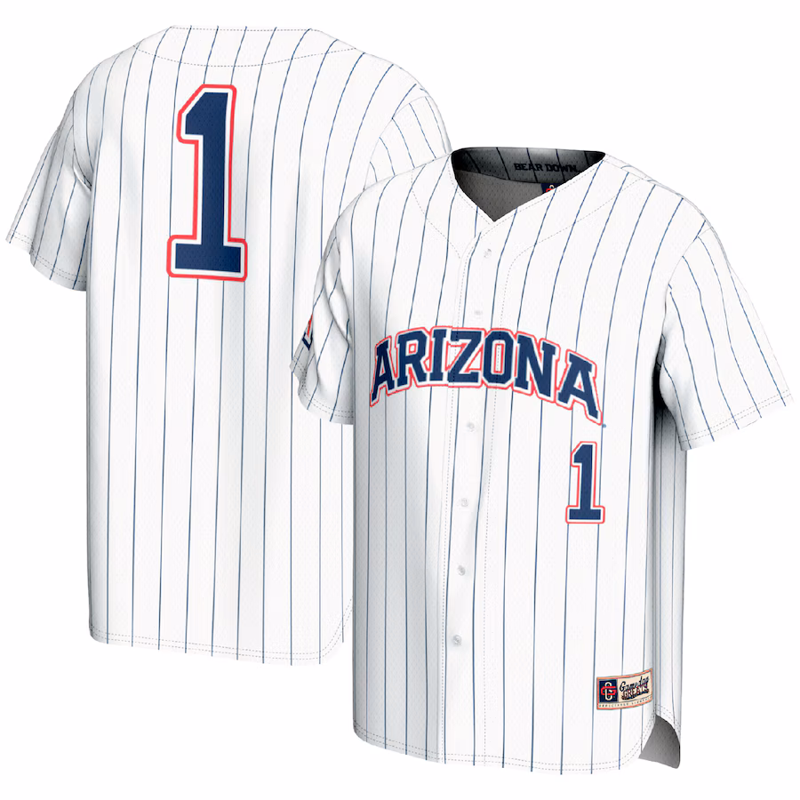 Men's GameDay Greats #1 White Arizona Wildcats Lightweight Baseball Fashion Jersey - Puhuasuan