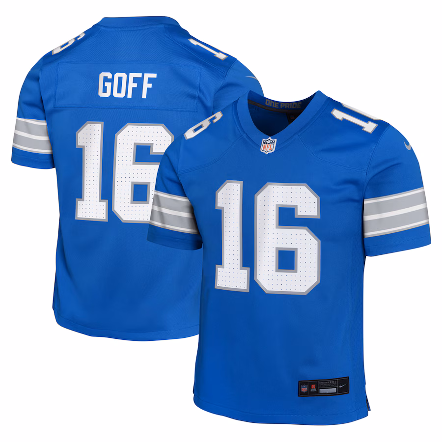 Youth Detroit Lions Jared Goff Nike Blue Team Player Game Jersey - Puhuasuan