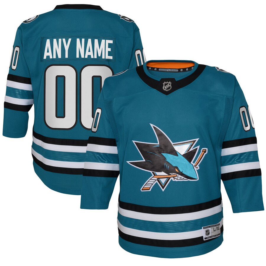 Youth San Jose Sharks Teal Premier Custom Jersey - Puhuasuan