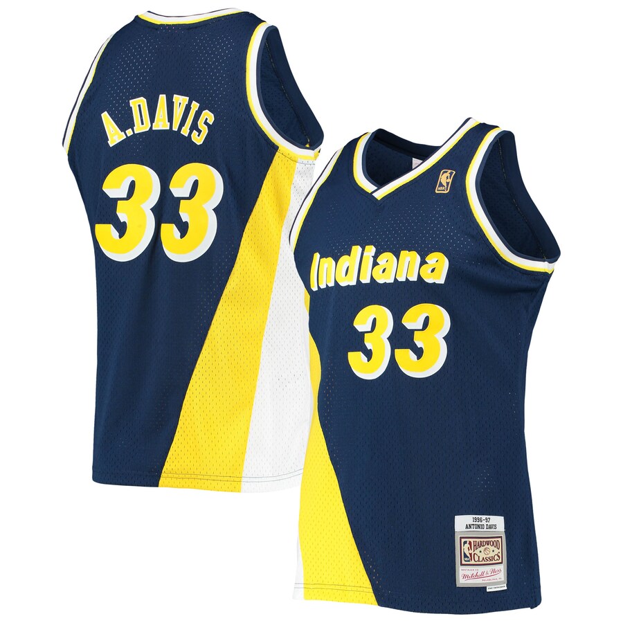 Men's Indiana Pacers Antonio Davis Mitchell & Ness Navy 1996/97 Hardwood Classics Swingman Jersey - Puhuasuan