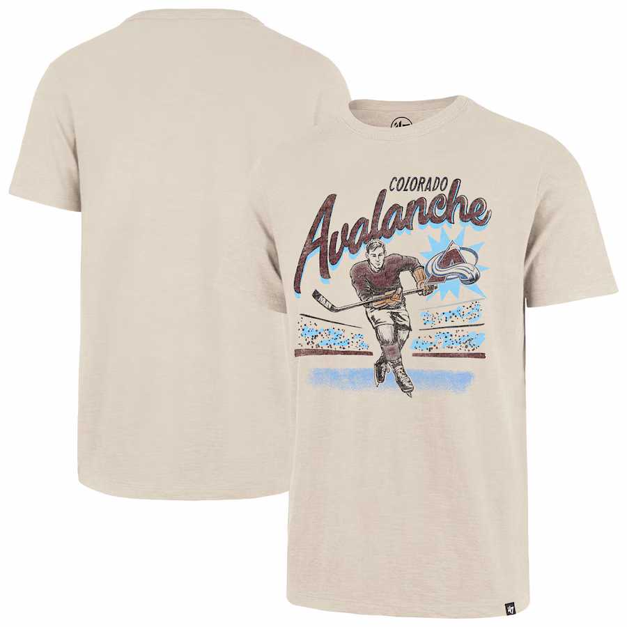 Men's Colorado Avalanche '47 Natural Hockey Player Golden Age Scrum T-Shirt - Puhuasuan