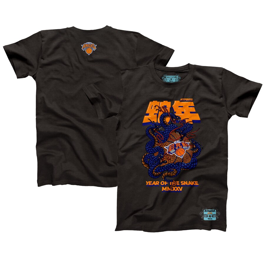 Unisex New York Knicks NBALab x Hyperfly Heather Black Year of the Snake Lunar New Year Collection T-Shirt - Puhuasuan
