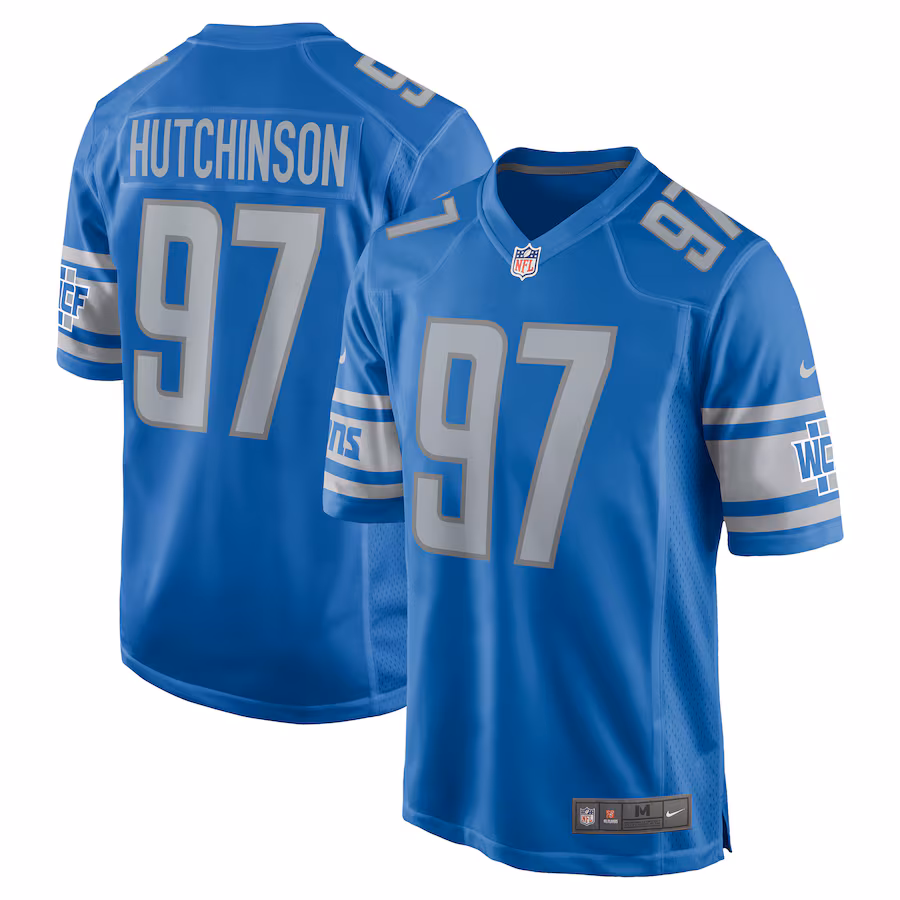 Youth Detroit Lions Aidan Hutchinson Nike Blue Game Jersey - Puhuasuan