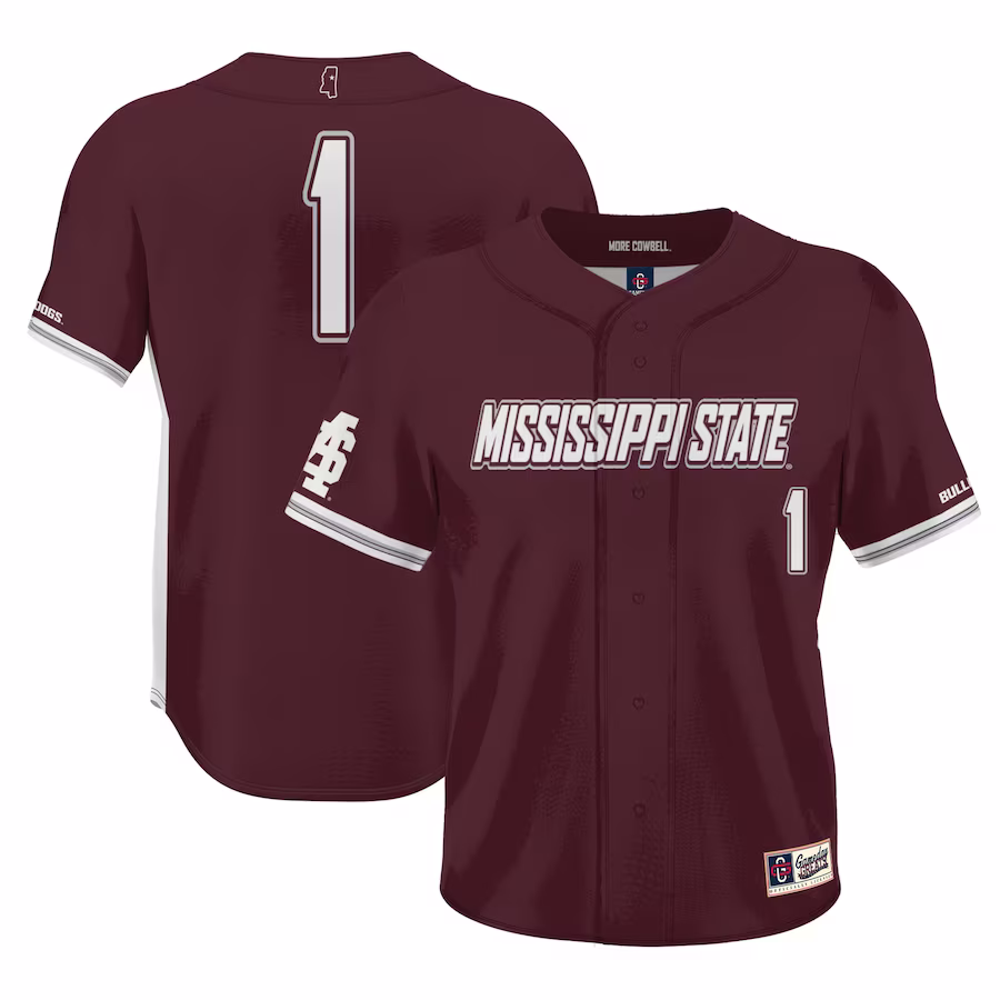 #1 Mississippi State Bulldogs GameDay Greats Youth Lightweight Baseball Jersey - Maroon - Puhuasuan