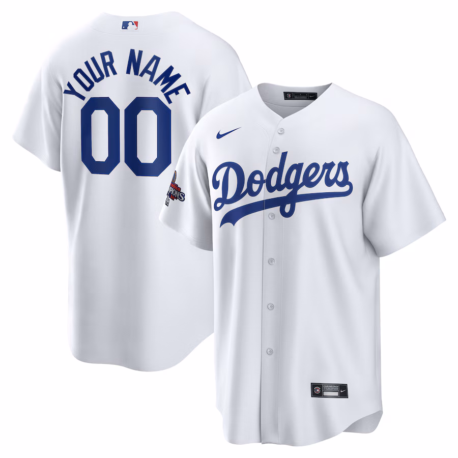 Men's Los Angeles Dodgers Nike White 2024 World Series Champions Home Custom Replica Jersey - Puhuasuan