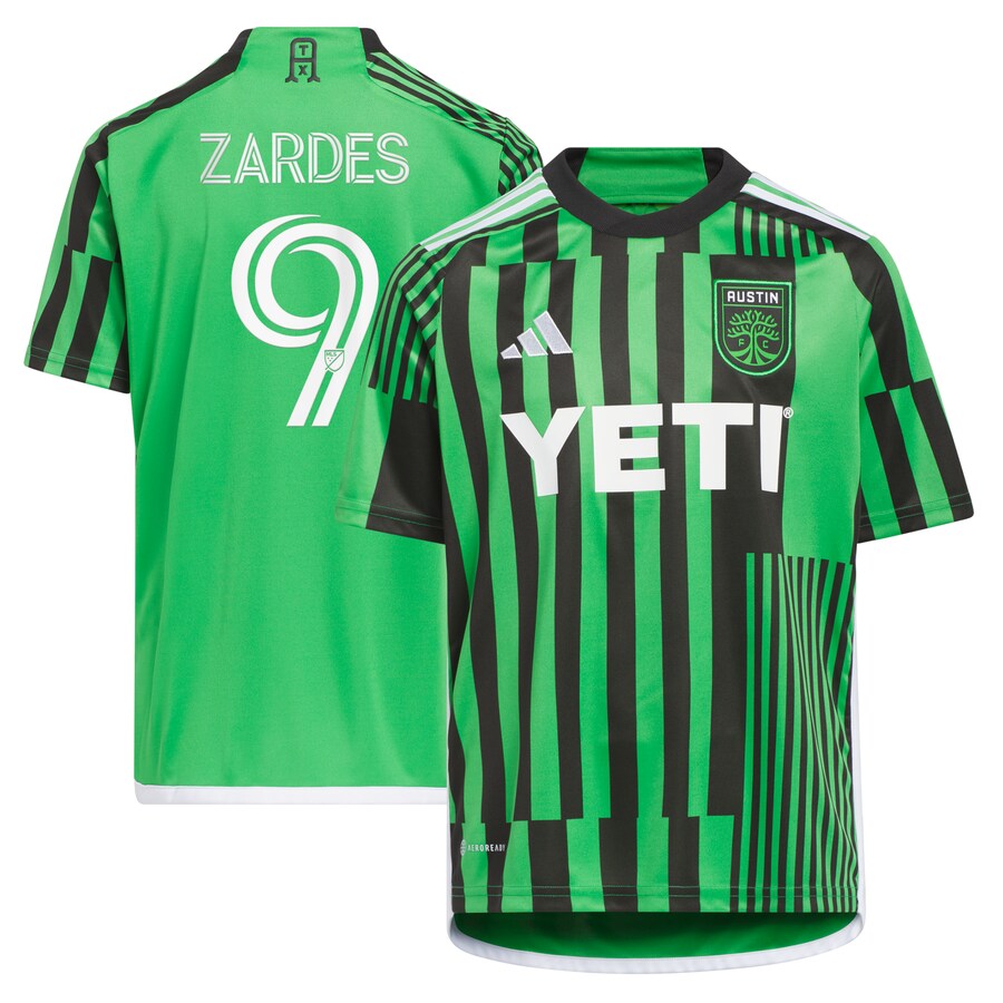 Youth Austin FC Gyasi Zardes adidas Green 2023 Las Voces Kit Replica Jersey - Puhuasuan