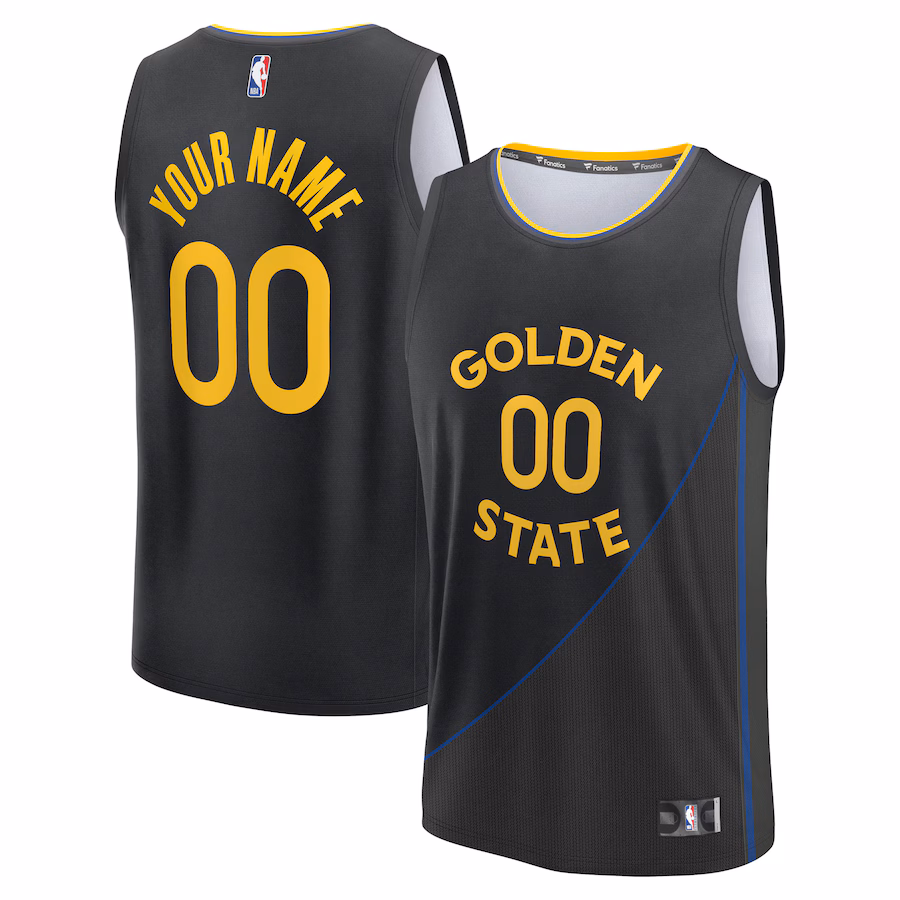 Youth Golden State Warriors Fanatics Black Fast Break Custom Jersey - Statement Edition - Puhuasuan