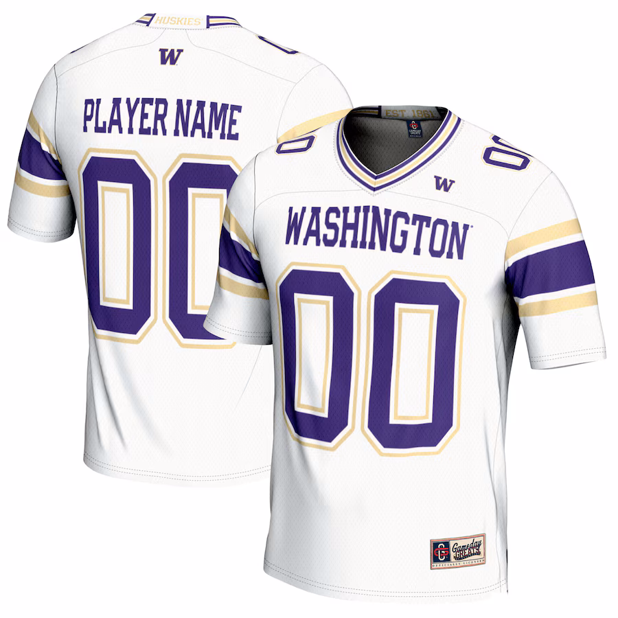 Washington Huskies GameDay Greats Youth NIL Pick-A-Player Football Jersey - White - Puhuasuan