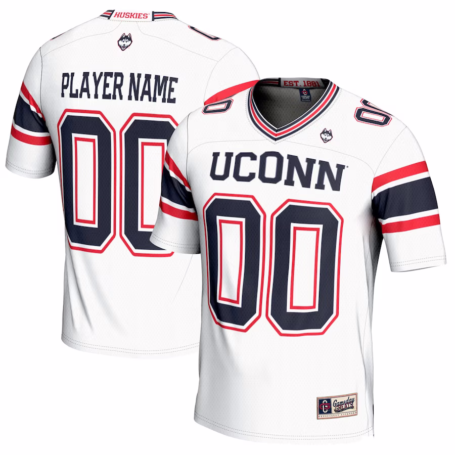 UConn Huskies GameDay Greats NIL Pick-A-Player Football Jersey - White - Puhuasuan