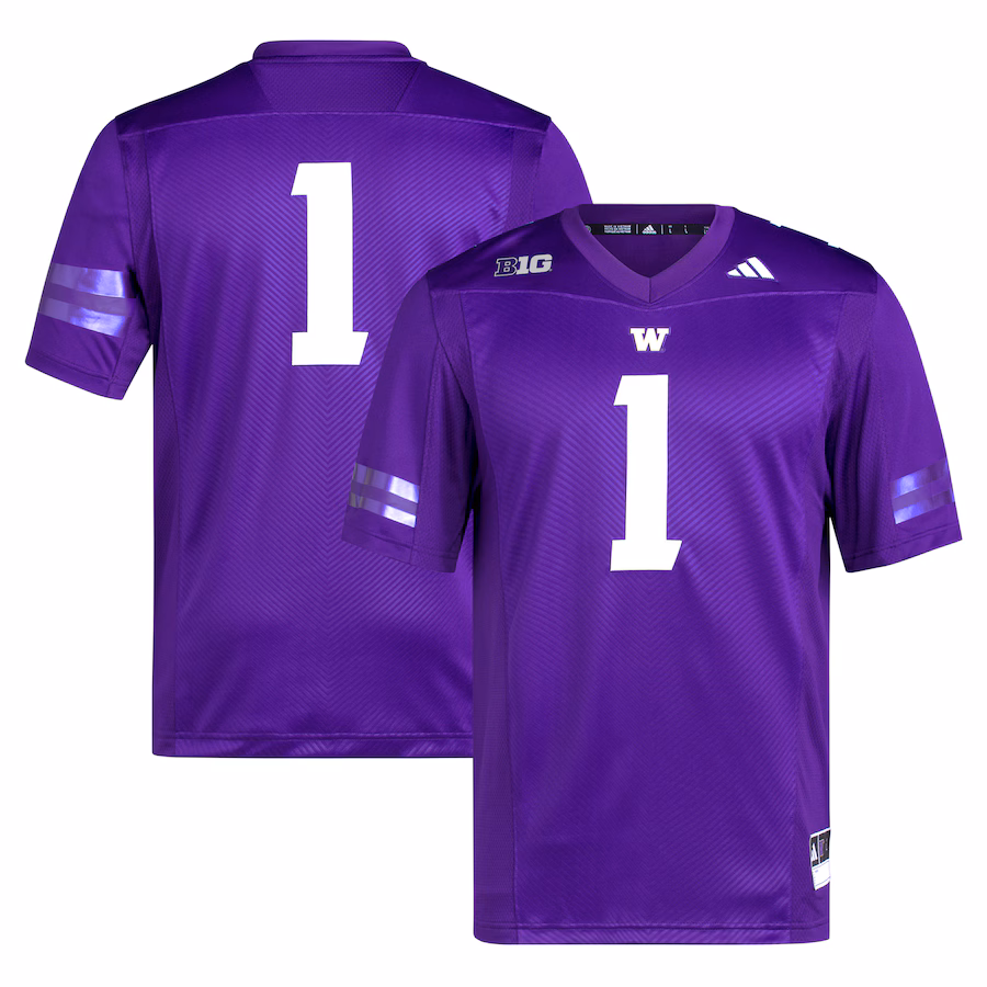 Men's adidas #1 Purple Washington Huskies Premier Football Jersey - Puhuasuan