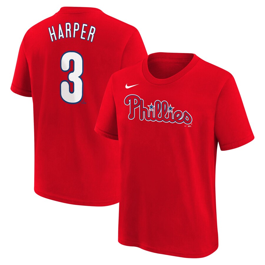 Youth Philadelphia Phillies Bryce Harper Nike Red Home Player Name & Number T-Shirt - Puhuasuan