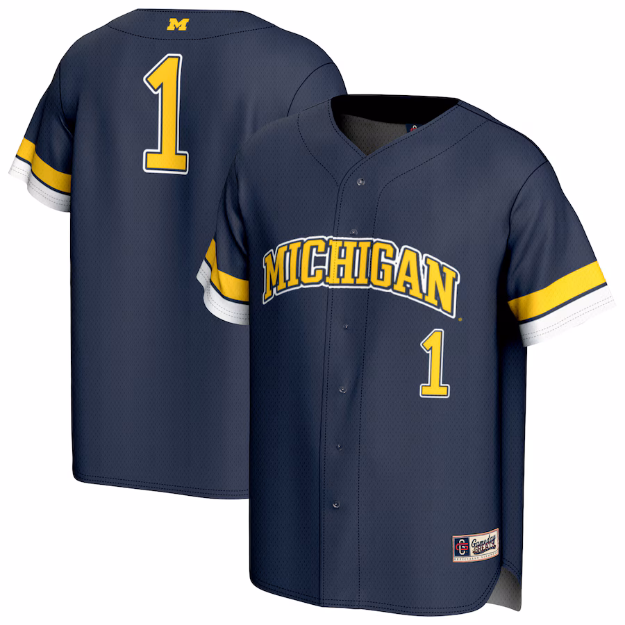 Youth GameDay Greats  Navy Michigan Wolverines Pick-A-Player Lightweight Baseball Fashion Jersey - Puhuasuan