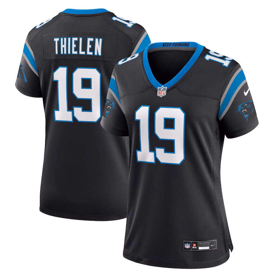 Women's Carolina Panthers Adam Thielen Nike Black Team Game Jersey - Puhuasuan