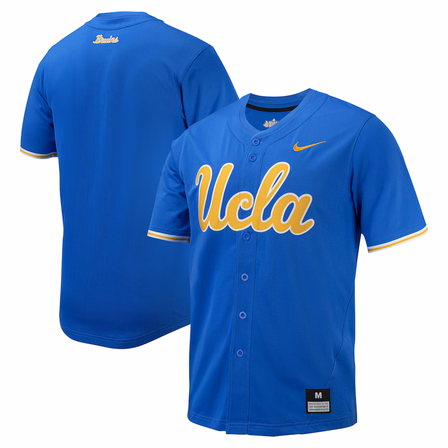Men's Nike Blue UCLA Bruins Replica Full-Button Baseball Jersey - Puhuasuan