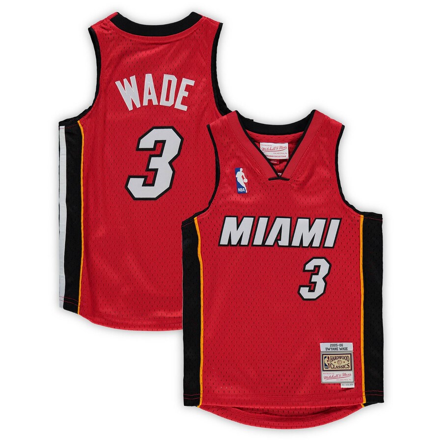 Preschool Miami Heat Dwyane Wade Mitchell & Ness Red 2005-06 Hardwood Classics Player Jersey - Puhuasuan
