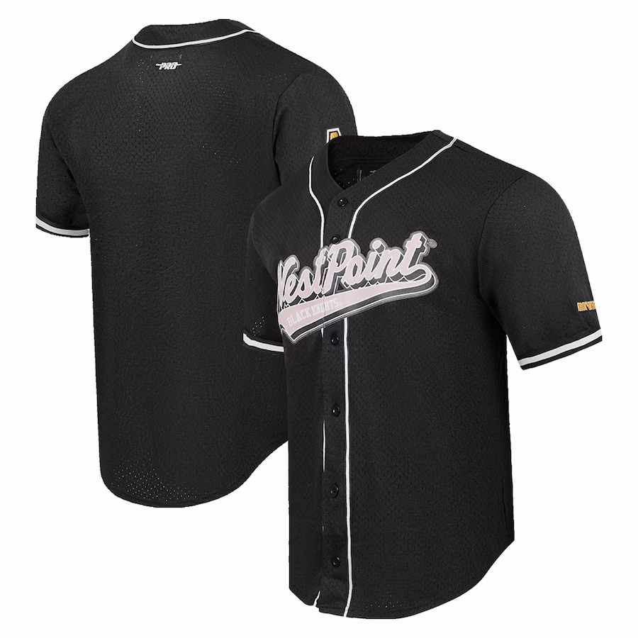 Army Black Knights Pro Standard Mesh Full-Button Replica Baseball Jersey - Black - Puhuasuan