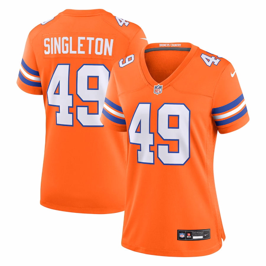 Women's Denver Broncos Alex Singleton Nike Orange Mile High Collection 1977 Throwback Player Game Jersey - Puhuasuan