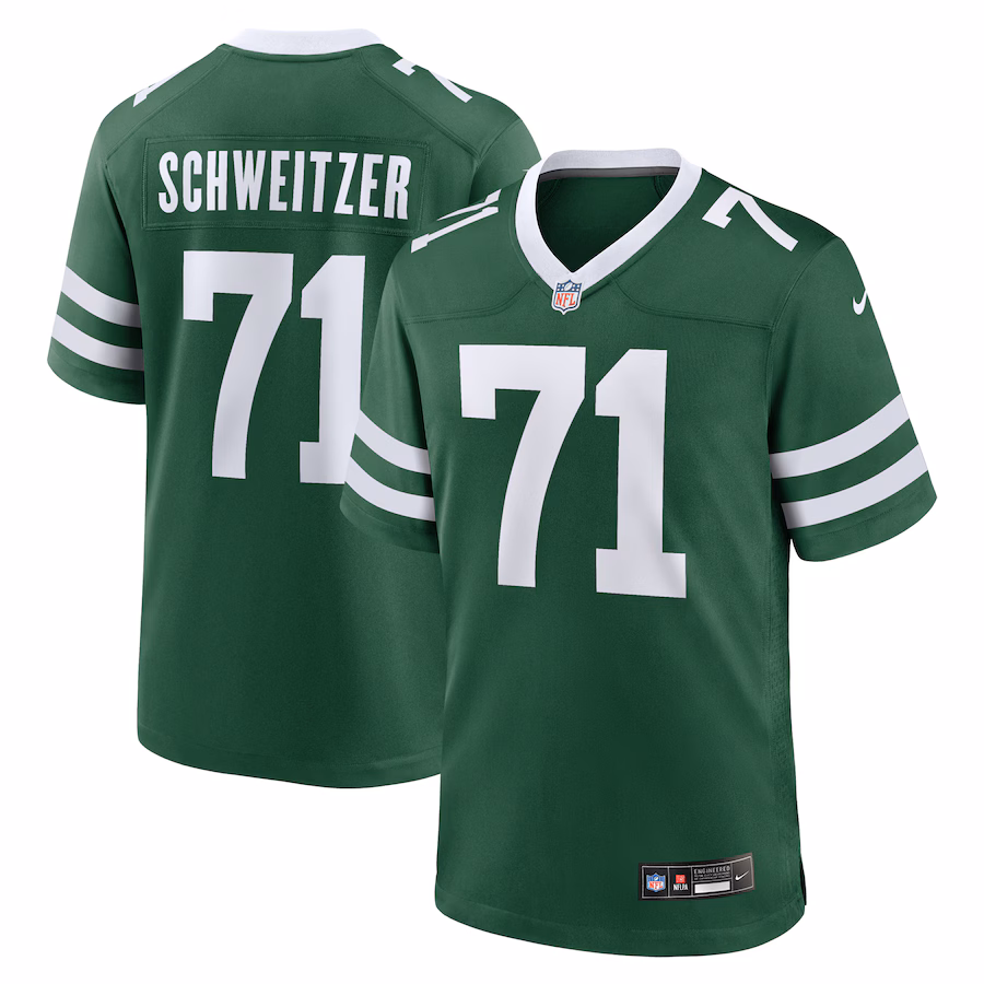 Men's New York Jets Wes Schweitzer Nike Legacy Green Team Game Jersey - Puhuasuan