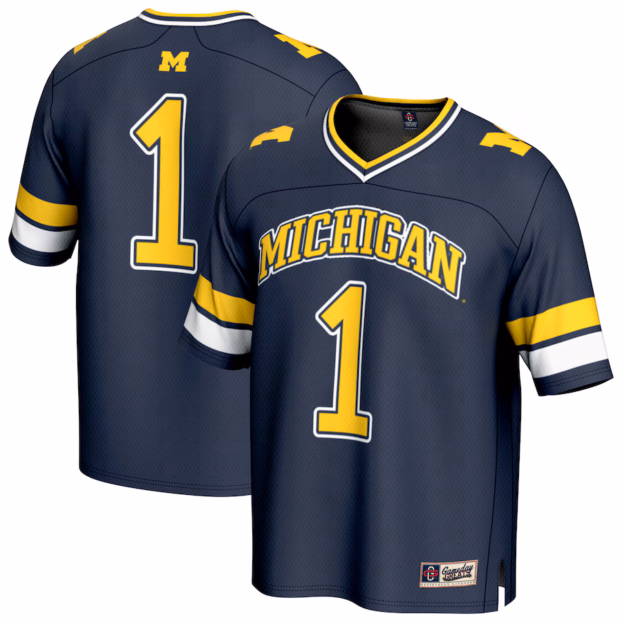 GameDay Greats #1 Navy Michigan Wolverines Lightweight Collegiate Football Fashion Jersey - Puhuasuan