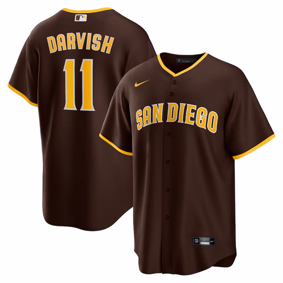 Men's San Diego Padres Yu Darvish Nike Brown Alternate Replica Player Jersey - Puhuasuan