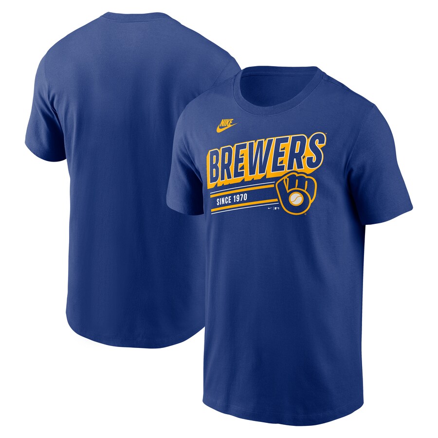 Men's Milwaukee Brewers Nike Royal Cooperstown Collection Retro T-Shirt - Puhuasuan