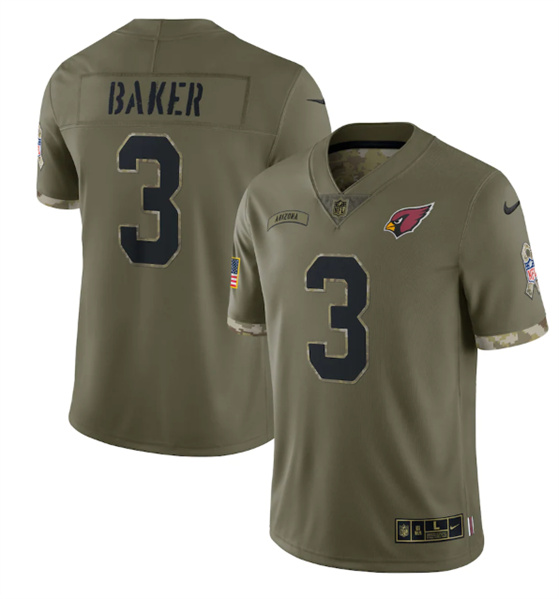 Men's Arizona Cardinals #3 Budda Baker 2022 Olive Salute To Service Limited Stitched Jersey - Puhuasuan