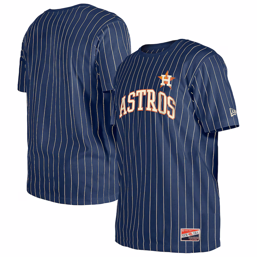 Men's Houston Astros New Era Navy Throwback Pinstripe T-Shirt - Puhuasuan