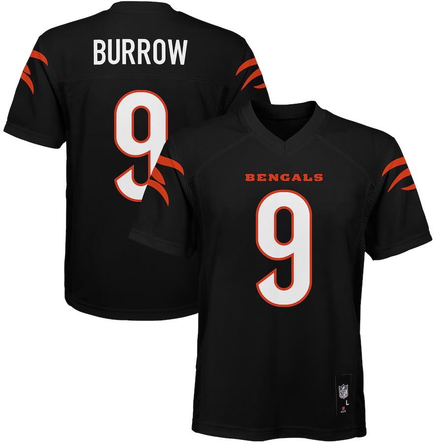 Youth Cincinnati Bengals Joe Burrow Black Replica Player Jersey - Puhuasuan