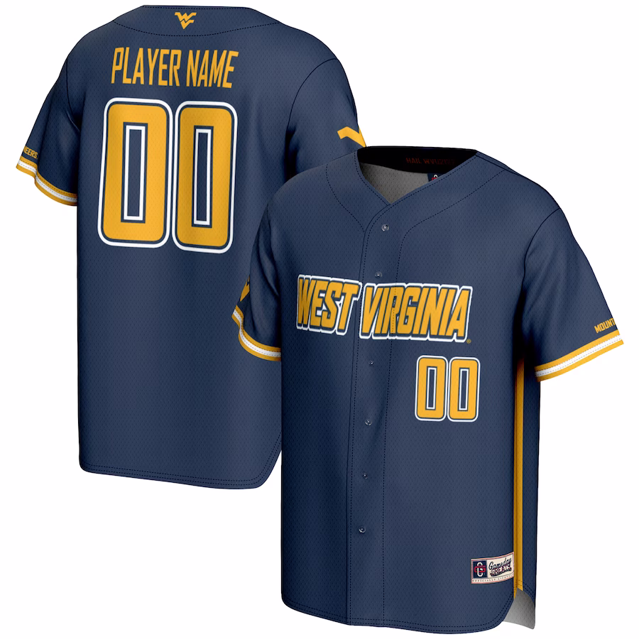 West Virginia Mountaineers GameDay Greats Youth NIL Pick-A-Player Lightweight Baseball Jersey - Navy - Puhuasuan