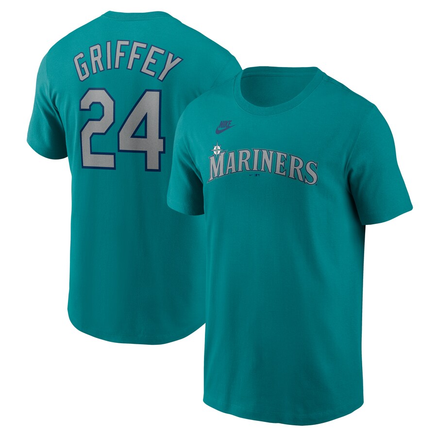 Men's Seattle Mariners Ken Griffey Jr. Nike Aqua Fuse Name & Number T-Shirt - Puhuasuan