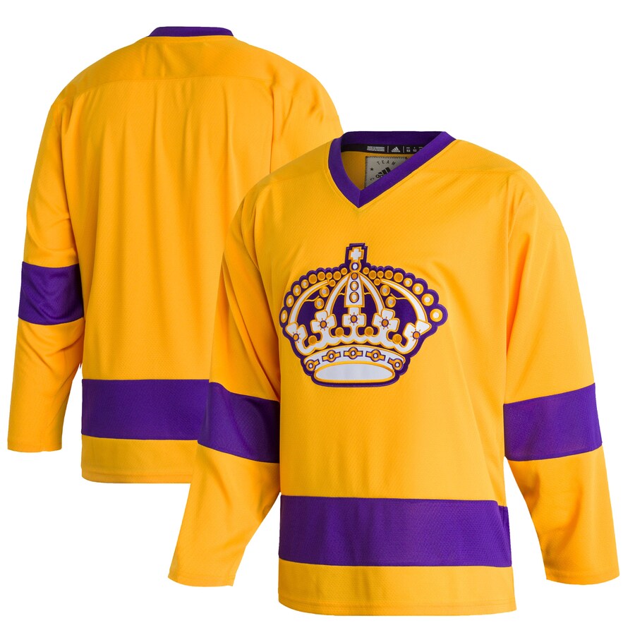 Men's Los Angeles Kings adidas Gold Team Classics Authentic Blank Jersey - Puhuasuan