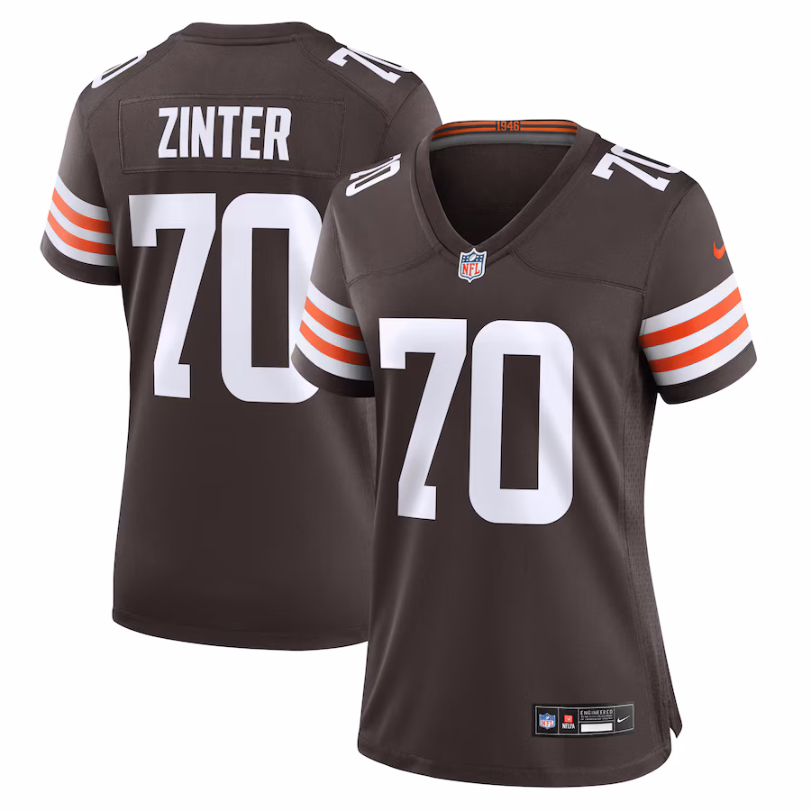 Women's Cleveland Browns Zak Zinter Nike Brown Game Jersey - Puhuasuan