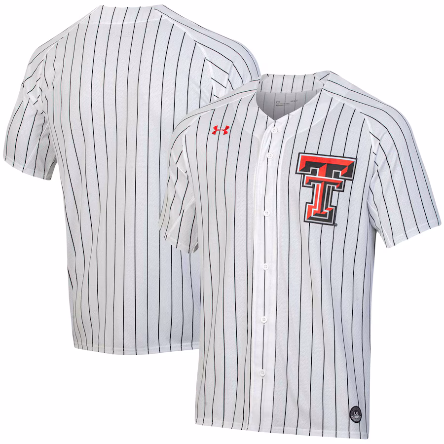 Men's Under Armour White Texas Tech Red Raiders Softball Button-Up Jersey - Puhuasuan