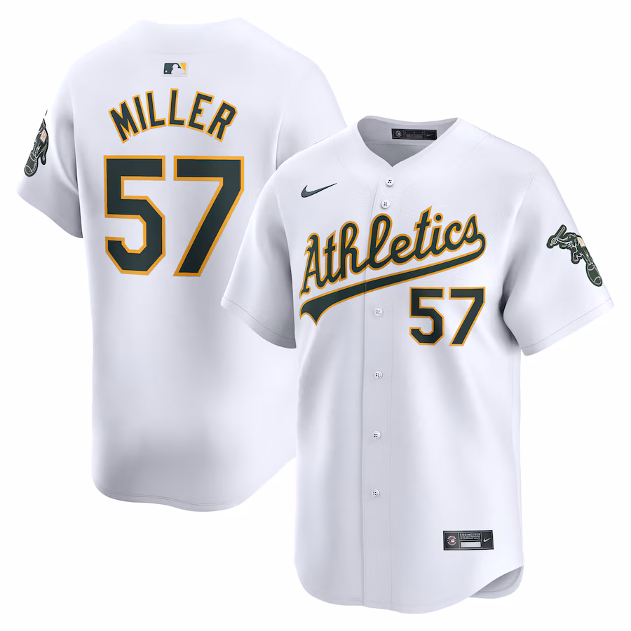 Men's Oakland Athletics Mason Miller Nike White Home Limited Player Jersey - Puhuasuan