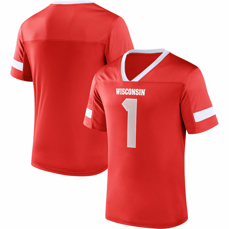 #1 Wisconsin Badgers Fanatics Kickoff Winner Replica Jersey - Red - Puhuasuan