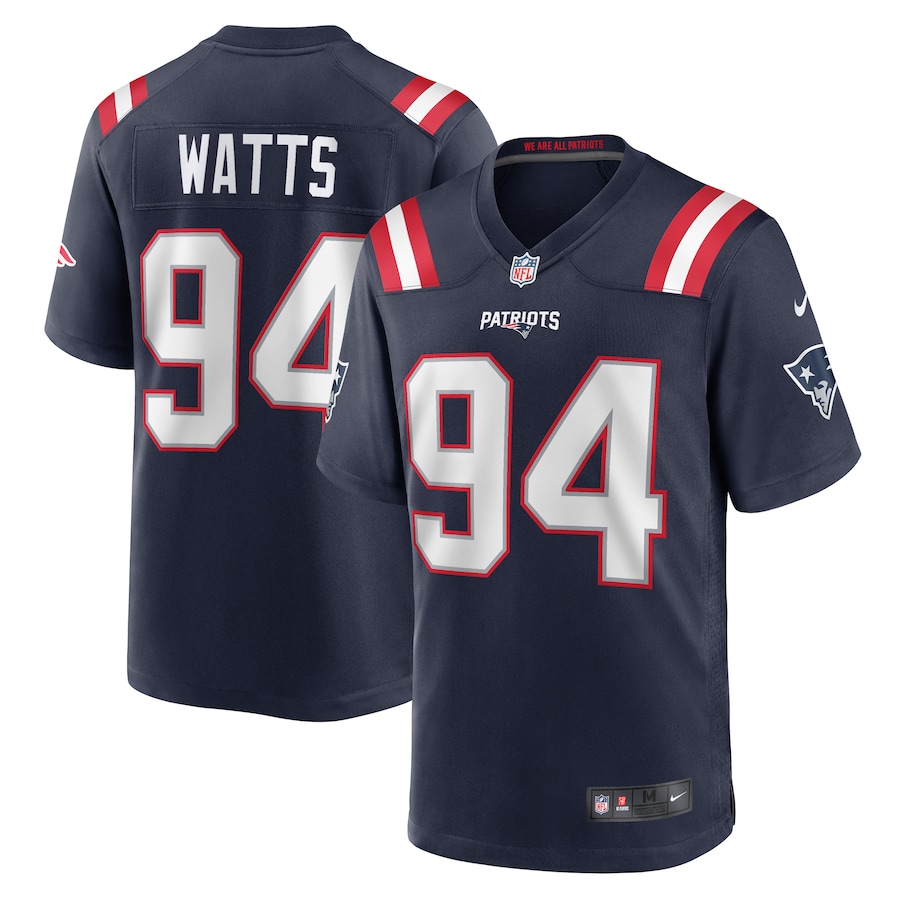 Men's New England Patriots Armon Watts Nike Navy Game Jersey - Puhuasuan