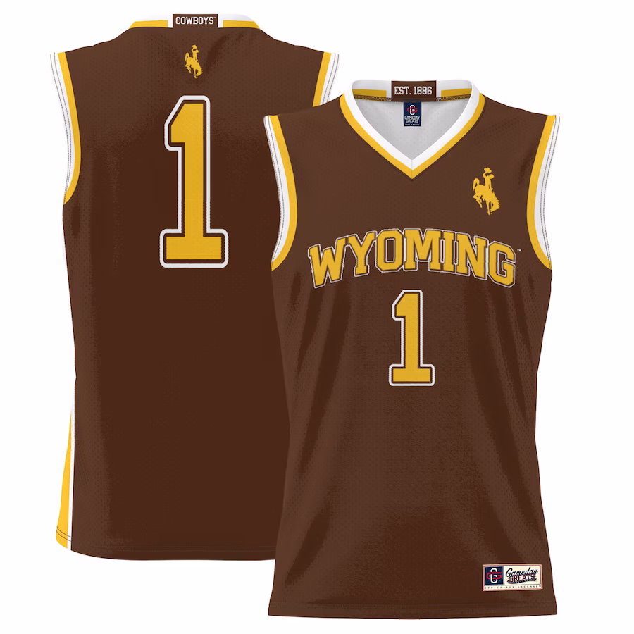 #1 Wyoming Cowboys GameDay Greats Youth Lightweight Basketball Jersey - Brown - Puhuasuan