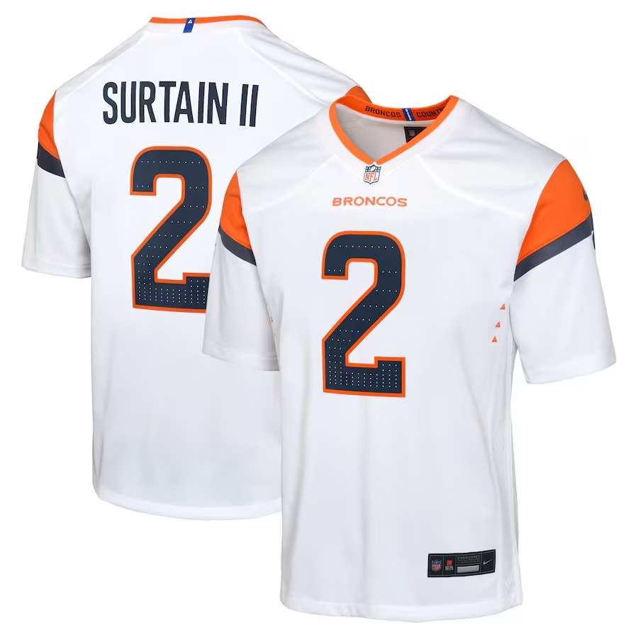 Youth Denver Broncos Patrick Surtain II Nike White Mile High Collection Game Jersey - Puhuasuan
