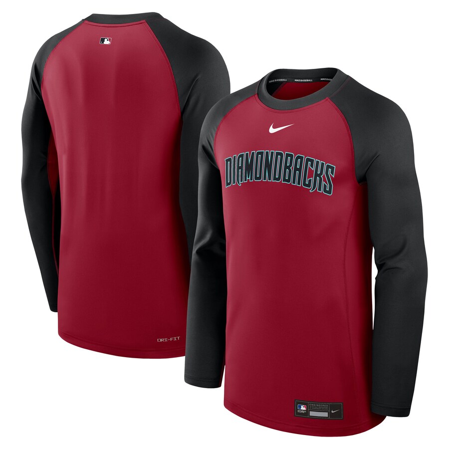 Men's Arizona Diamondbacks Nike Red/Black Authentic Collection Game Time Raglan Performance Long Sleeve T-Shirt - Puhuasuan