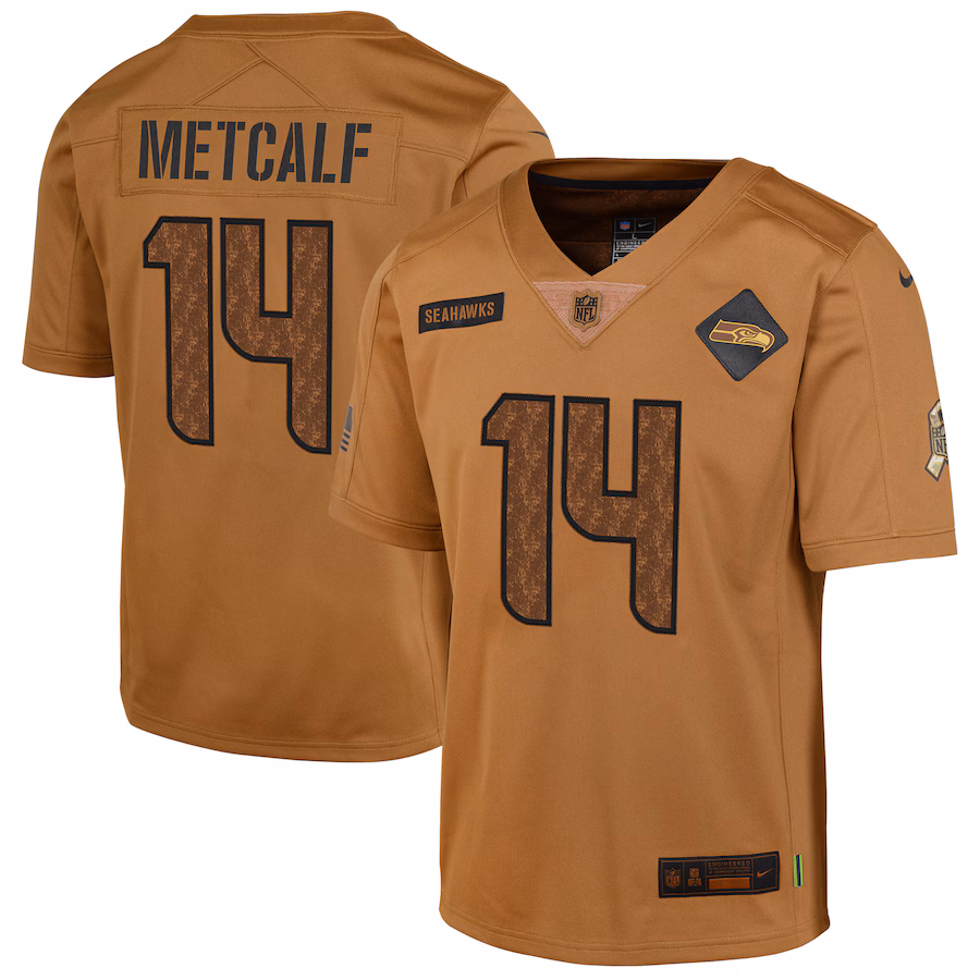 Youth Seattle Seahawks DK Metcalf Nike Brown 2023 Salute To Service Limited Jersey - Puhuasuan