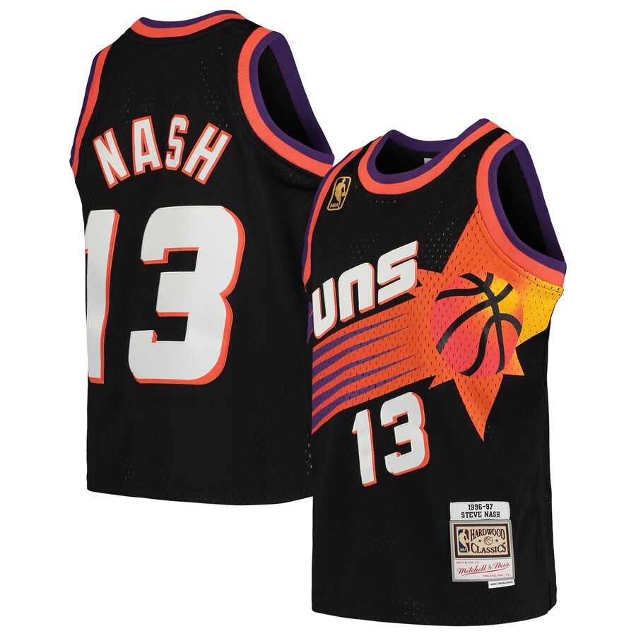 Youth Phoenix Suns Steve Nash Mitchell & Ness Black 1996-97 Hardwood Classics Swingman Throwback Jersey - Puhuasuan