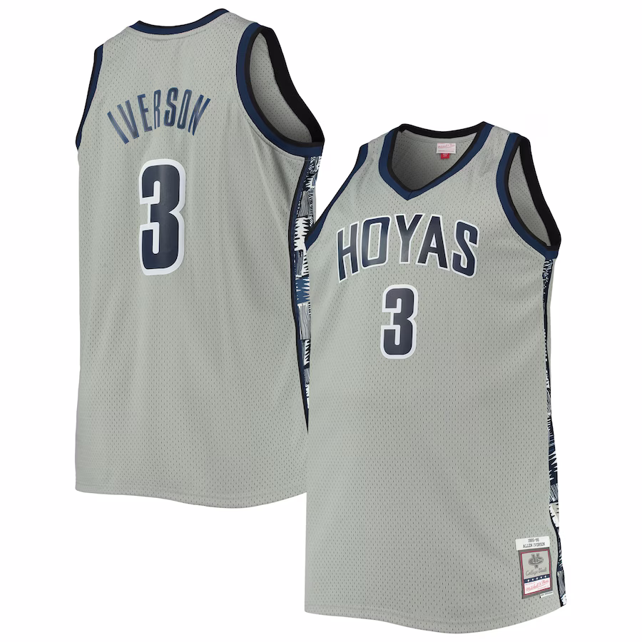 Allen Iverson Georgetown Hoyas Mitchell & Ness Big & Tall 1995/96 Replica Player Jersey - Gray - Puhuasuan
